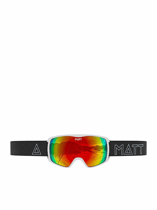 Matt Μάσκα Σκι & Snowboard Ενηλίκων Λευκή με Φακό Καθρέπτη σε Κόκκινο Χρώμα