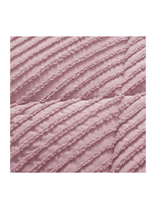 Saray Home Duvet Set Queen with Microfiber Filling 220x240cm Ruffles Pink 3pcs 200 GSMGsm