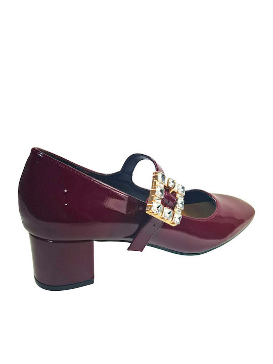 Pumps mit Riemchen Burgundisch