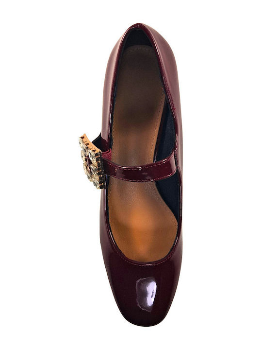 Pumps mit Riemchen Burgundisch