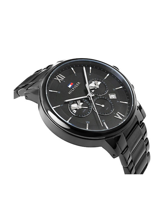 Tommy Hilfiger Evan Men's Watch 44mm Chronograph Battery with Black Metal Bracelet