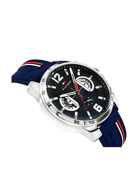 Tommy Hilfiger Decker Men's Watch 46mm Chronograph Battery with Blue Rubber Strap