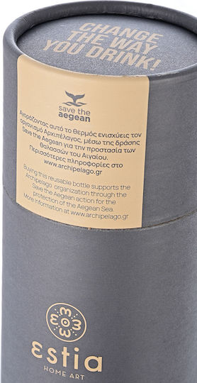 Estia Travel Flask Save the Aegean Recyclable Bottle Thermos Stainless Steel 750ml Fjord Grey