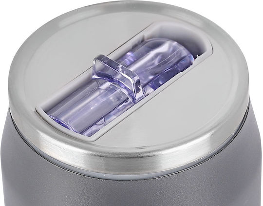 Estia Travel Cup Save the Aegean Reciclabil Pahar Termos Oțel inoxidabil / Plastic Fără BPA 500ml FJORD GRI cu Pai