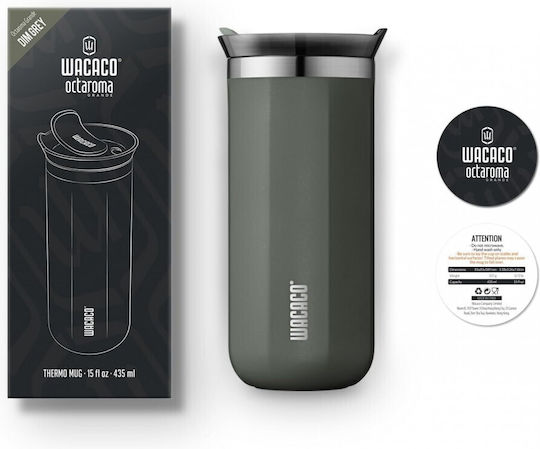 Wacaco Octaroma Grande Travel Mug Ποτήρι Θερμός Ανοξείδωτο BPA Free 435ml Dim Grey με Επιστόμιο