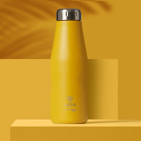 Estia Travel Flask Save the Aegean Ανακυκλώσιμο Μπουκάλι Θερμός Ανοξείδωτο BPA Free 500ml Pineapple Yellow
