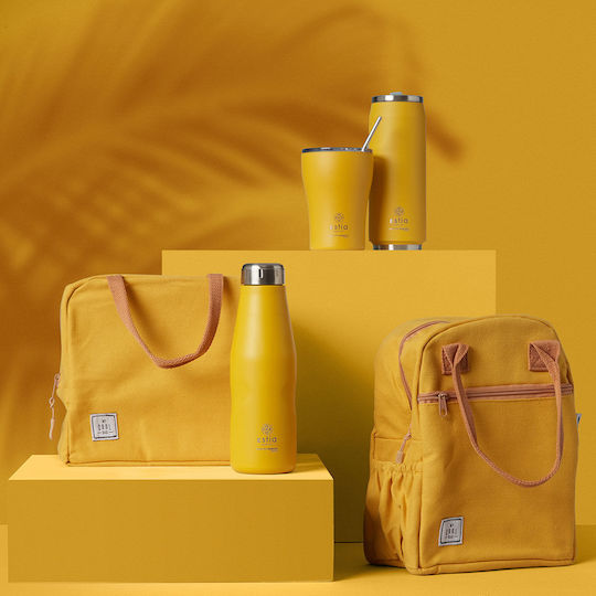 Estia Travel Flask Save the Aegean Ανακυκλώσιμο Μπουκάλι Θερμός Ανοξείδωτο BPA Free 500ml Pineapple Yellow