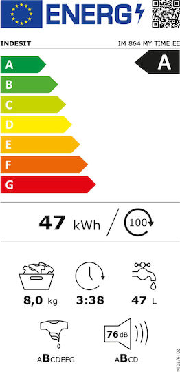 Indesit Πλυντήριο Ρούχων 8kg 1400 Στροφών IM 864 MY TIME EE