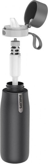 Philips Μπουκάλι Θερμός Ανοξείδωτο BPA Free 590ml Μαύρο με Θηλιά