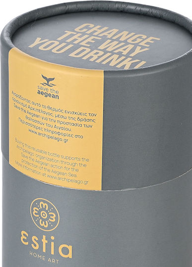 Estia Travel Chug Save the Aegean Bottle Thermos Stainless Steel 750ml Estia Travel Chug Save Aegean Fjord Grey with Loop