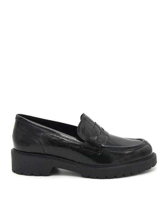 Leather Women's Loafers in Black Color