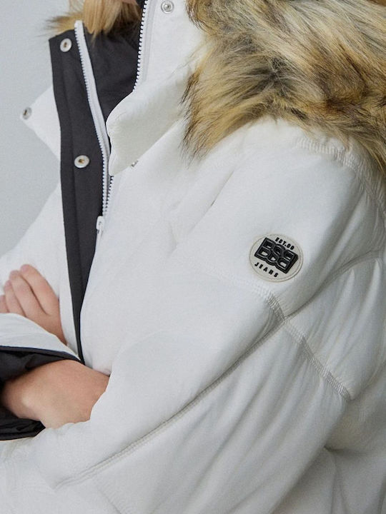 Kurz Damen Puffer Jacke für Winter White