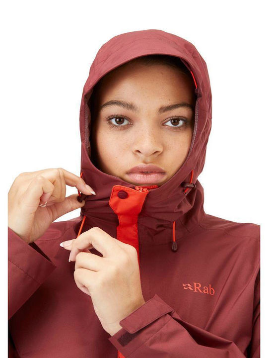 Downpour Eco Κοντό Γυναικείο Μπουφάν για Χειμώνα Deep Heather Red Grapefruit
