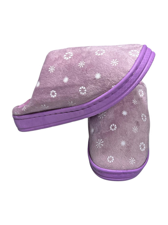 TnS Winter Women's Slippers with fur in Purple color