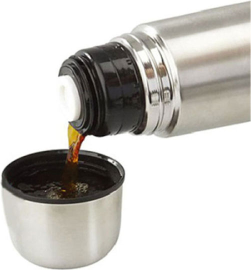 Panda Β75τ Bottle Thermos Stainless Steel 750ml Silver with Cap-Cup