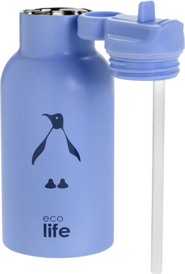 Ecolife Kids Water Bottle Thermos Stainless Steel with Straw Penguin 350ml