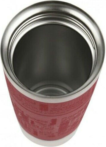 Tefal Travel Mug Glass Thermos Stainless Steel 360ml Red with Mouthpiece