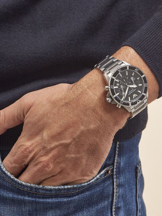 Emporio Armani Men's Watch Chronograph Battery with Silver Metal Bracelet