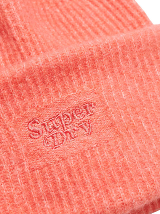 Superdry Beanie Beanie with Rib Knit in Orange color