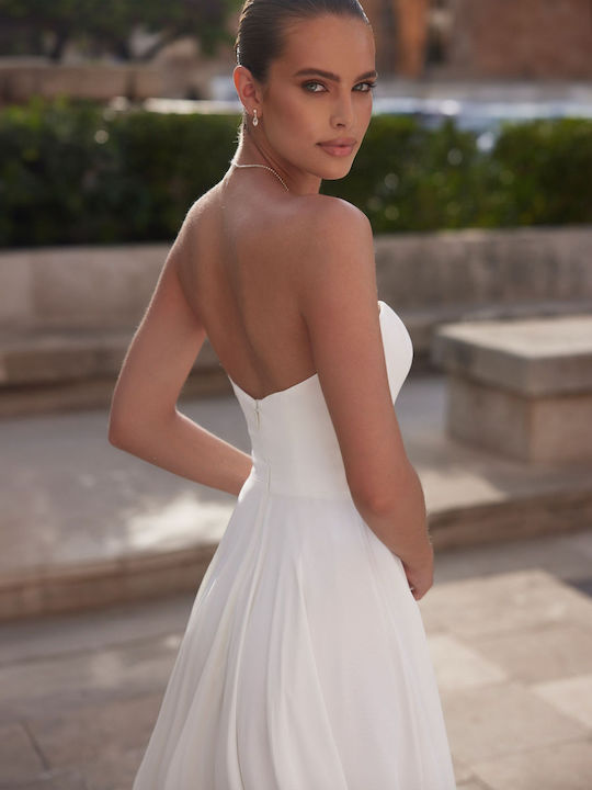 Maxi Wedding Dress Strapless Open Back with Slit Ivory