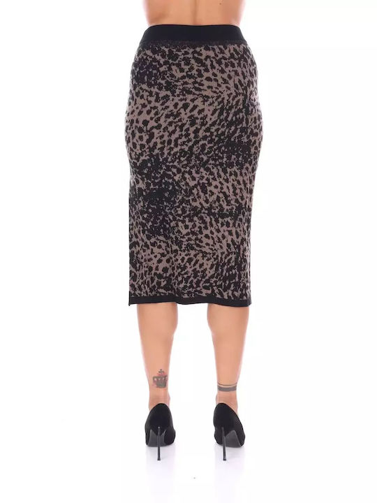 Midi Skirt Brown/black