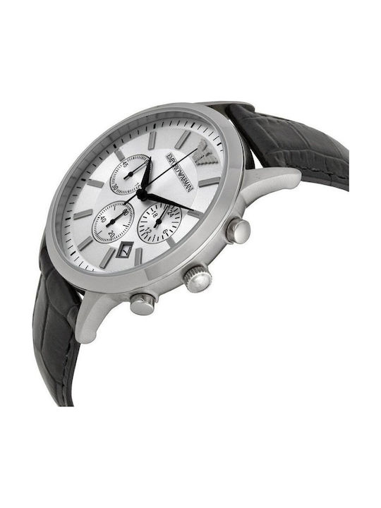 Emporio Armani Men's Watch 43mm Chronograph Battery with Black Leather Strap