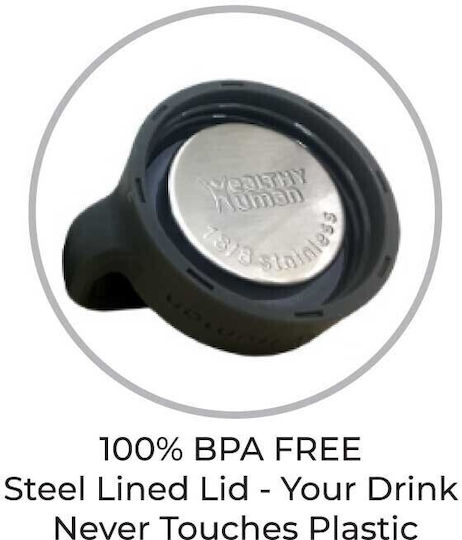 Healthy Human Μπουκάλι Θερμός Ανοξείδωτο BPA Free 621ml Μαύρο με Καλαμάκι