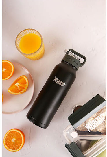 Healthy Human Μπουκάλι Θερμός Ανοξείδωτο BPA Free 621ml Μαύρο με Καλαμάκι