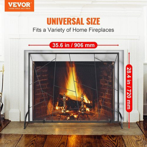 Vevor Ecran de protecție pentru șemineu din metal 90.6x72cm Gri