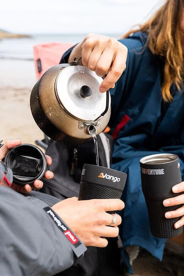 Vango Magma Mug Tall Glass Thermos Plastic 380ml Black with Mouthpiece
