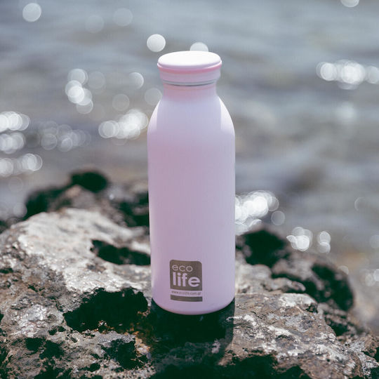 Ecolife Ανακυκλώσιμο Μπουκάλι Θερμός Ανοξείδωτο BPA Free 450ml Ροζ