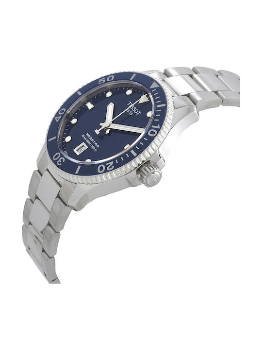 Tissot Seastar 1000 Ανδρικό Ρολόι 45.5mm Μπαταρίας με Ασημί Μεταλλικό Μπρασελέ