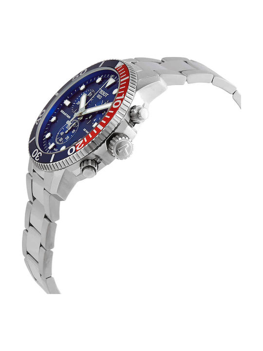 Tissot Seastar 1000 Men's Watch 45.5mm Chronograph Battery with Silver Metal Bracelet