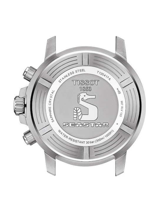 Tissot Seastar 1000 Men's Watch 45.5mm Battery Chronograph With Silver Steel Bracelet
