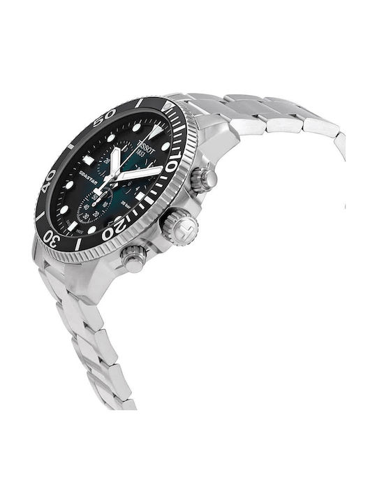 Tissot Seastar 1000 Men's Watch 45.5mm Chronograph Battery with Silver Metal Bracelet