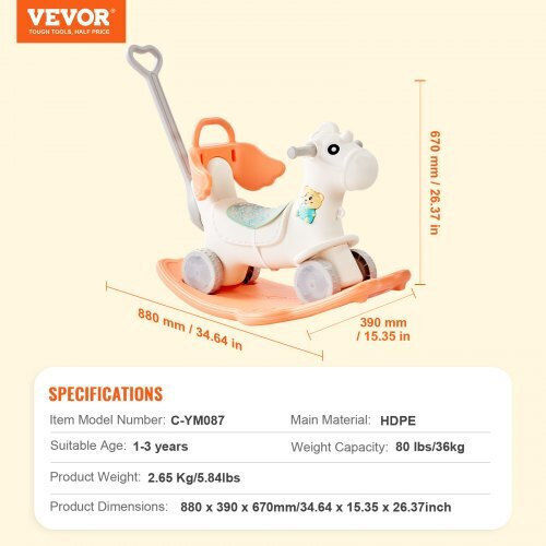 Vevor Fabric Rocking Toy Horse with Sounds Red