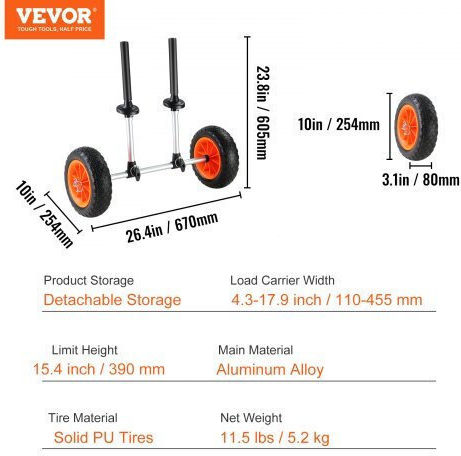 Vevor C280LBS10INCHASOUV0 Τρέιλερ Μεταφοράς για Κανό & Kayak