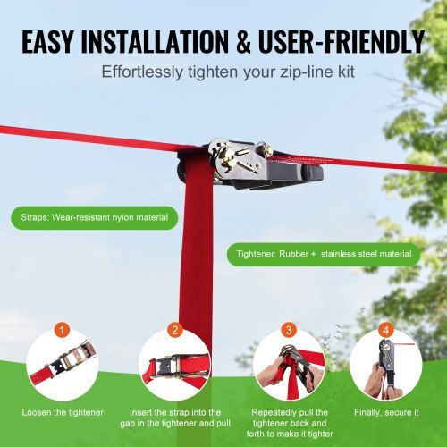 Σετ Zipline Vevor 65 Ft Παιδιά & Ενήλικες Έως 500 Lb Ζώνη Ασφαλείας Κάθισμα & Χειρολαβή Sshstj65ycnl00vv5v0