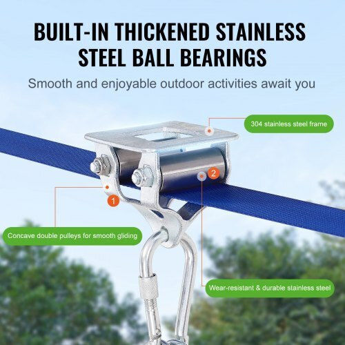 Vevor Zipline Set for Kids and Adults 52 Ft Up to 500 Lb Safety Harness Seat Handle Sshstj52ycnlkbc04v0