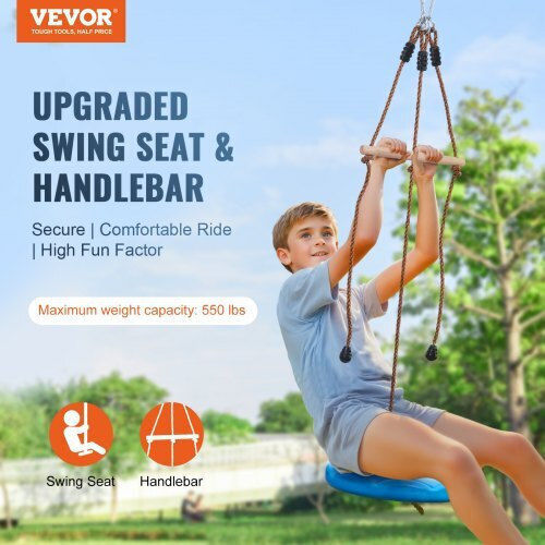 Vevor Zipline Set for Kids and Adults 52 Ft Up to 500 Lb Safety Harness Seat Handle Sshstj52ycnlkbc04v0