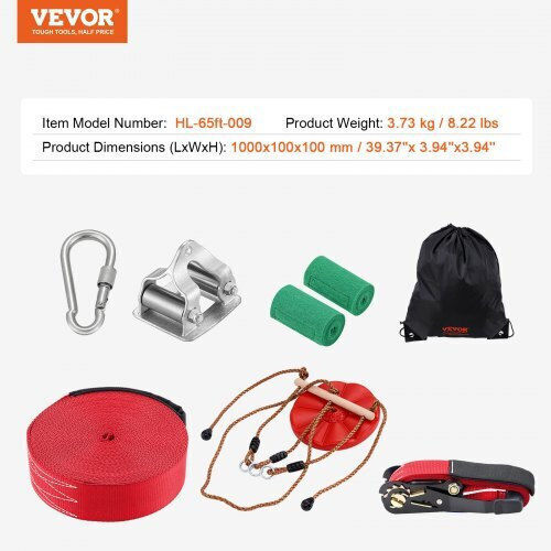Σετ Zipline Vevor 65 Ft Παιδιά & Ενήλικες Έως 500 Lb Ζώνη Ασφαλείας Κάθισμα & Χειρολαβή Sshstj65ycnl00vv5v0