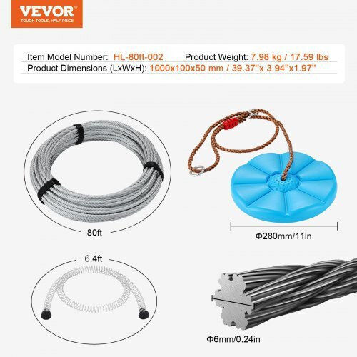 Σετ Zipline Vevor 80 Ft Παιδιά & Ενήλικες Έως 500 Lb Ασφάλεια & Άνεση Bxghstj80ycbry0ibv0