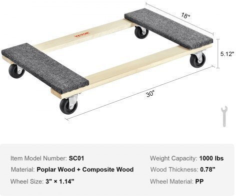 Vevor Transport Trolley for Weight Load up to 454kg White