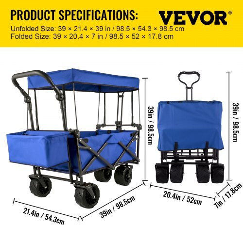Vevor Transport Trolley Foldable for Weight Load up to 100kg Blue