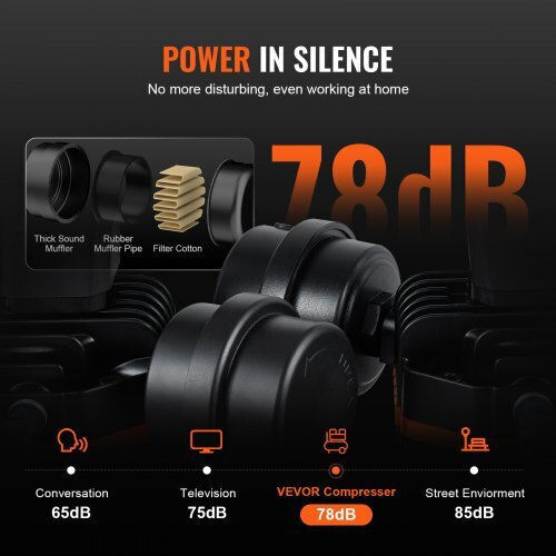 Vevor Κομπρεσέρ Αέρος 78dB με Ισχύ 2hp και Αεροφυλάκιο 10lt