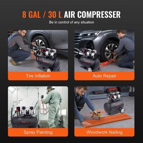 Vevor Air Compressors 80dB with Power 1hp and Airtank 8lt WYWSKYJ30L75E7TAMV2
