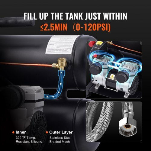 Vevor Κομπρεσέρ Αέρος 80dB με Ισχύ 1hp και Αεροφυλάκιο 18lt