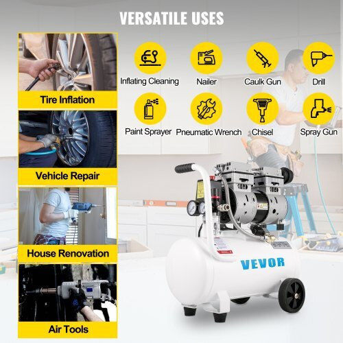 Vevor Μονοφασικό Κομπρεσέρ Αέρος 60dB με Ισχύ 1hp και Αεροφυλάκιο 25lt