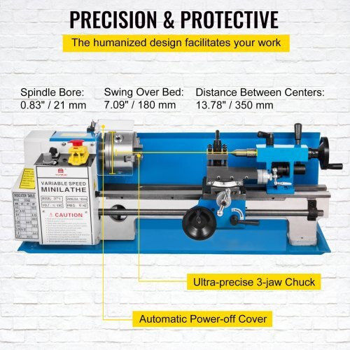 Vevor Mini-Drehmaschine JSMNCC7X14-550W01V2 mit Leistung 550 Watt