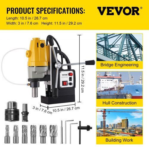 Vevor Magnetic Drill Press CLZTJJKX640MMKJMHV2 with Power 1.1kW